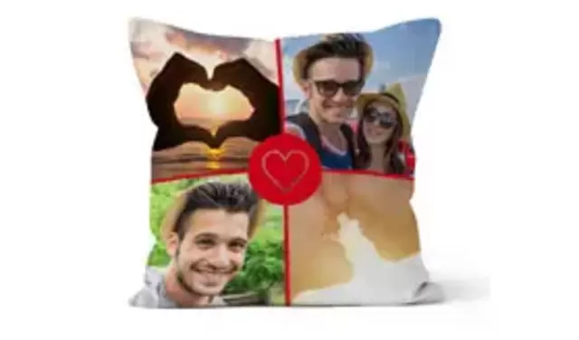 Das perfekte Pärchen-Fotokissen mit echtem Kristallherz! Kristall-Kuschelkissen mit echter Kristall-Applikation