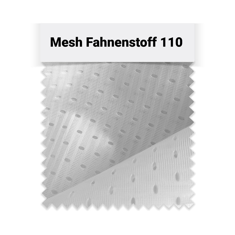 Der Mesh Fahnenstoff ist ein sehr leichter Stoff mit Lochstruktur. Musterdarstellung Mesh Fahnenstoff