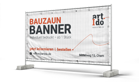 Bauzaunbanner mit individuellem Druck Bauzaunbanner mit Ihrem Werbedruck